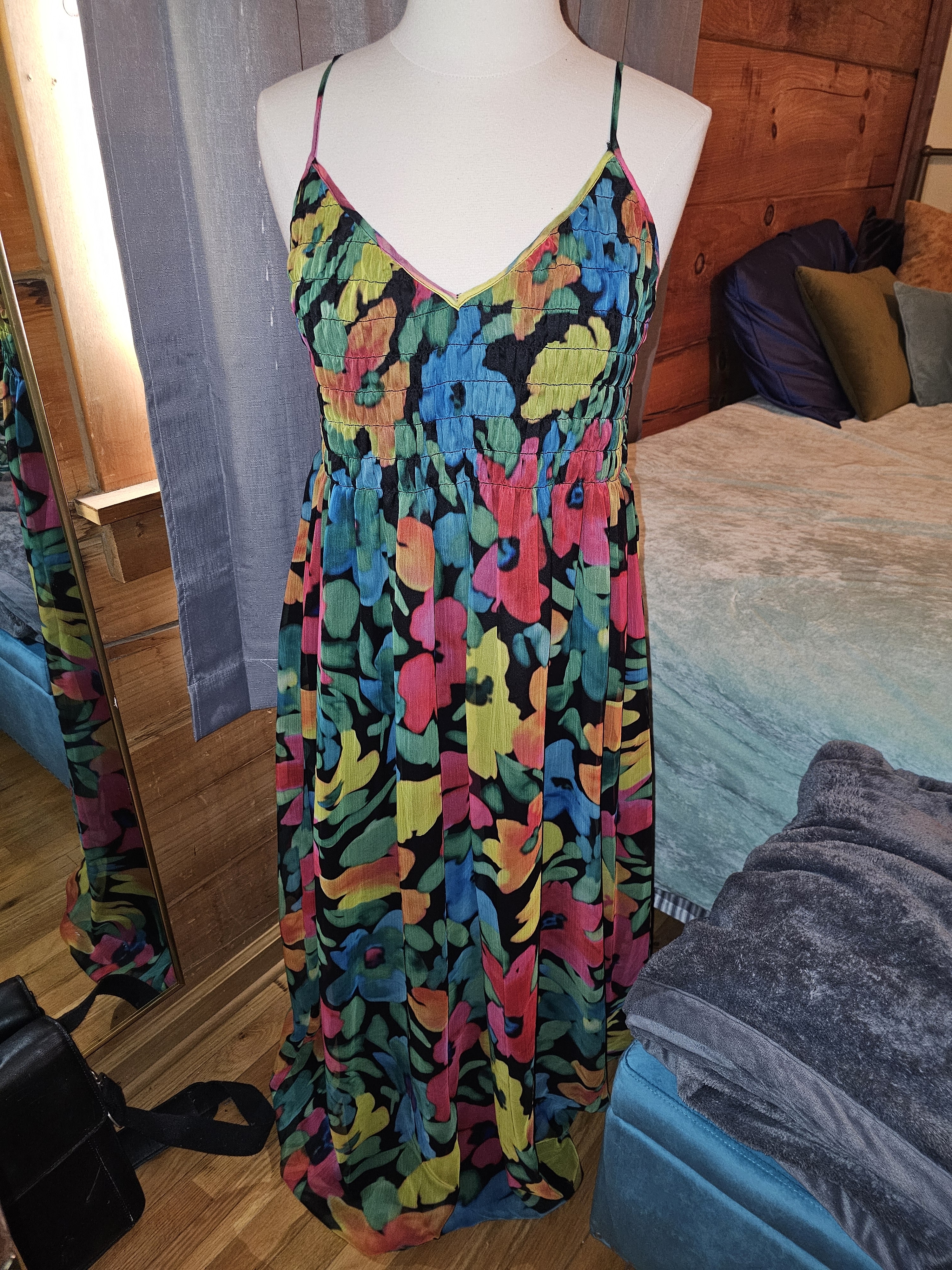 Asos Multicolor Floral Maxi Dress - Green, Pink, Blue, Orange